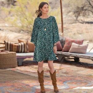 Sundance Otillie Jade Green Floral Dress Size Medium